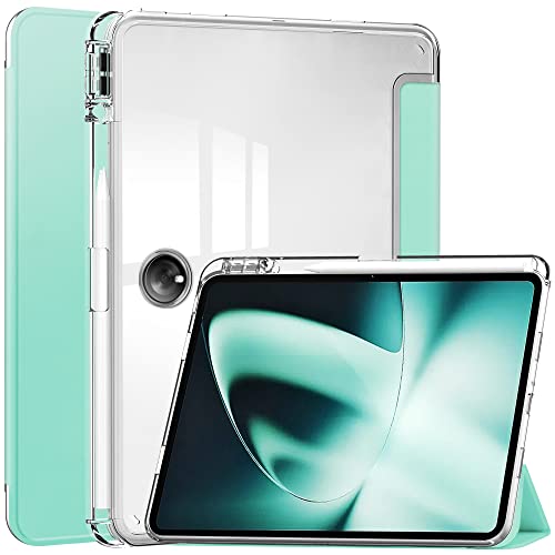 GMUJIAO Hülle Kompatibel mit OnePlus Pad 11.6 inch,Transparenter PC Rückhülle Schutzhülle,Stoßfeste Abdeckung mit Stifthalter,Trifold Stand Cover[Sturzsicher]-Hellgrün von GMUJIAO