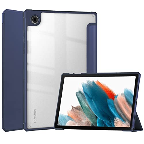 GMUJIAO Hülle Kompatibel mit Samsung Galaxy Tab A8 10.5 inch,Transparenter PC Rückhülle Schutzhülle,Stoßfeste Abdeckung mit Stifthalter,Trifold Stand Cover[Sturzsicher]-Blau von GMUJIAO