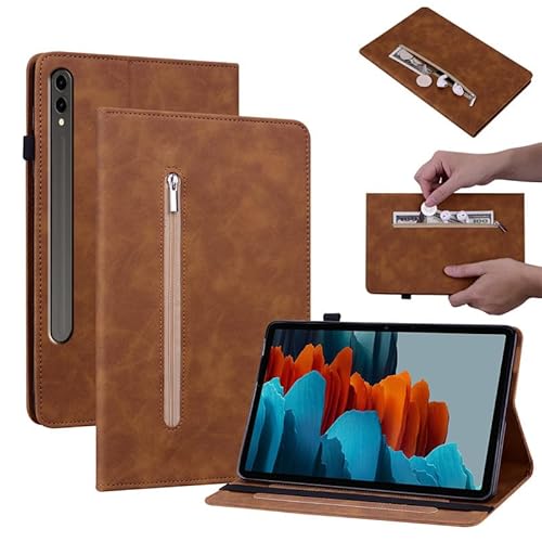 GMUJIAO Hülle Kompatibel mit Samsung Galaxy Tab S9 Plus 12.4 inch,Premium PU Leder Stand Folio Cover,Ultra Schlank Schutzhülle für Samsung Galaxy Tab S9 Plus 12.4 inch[Kratzfest]-Braun von GMUJIAO