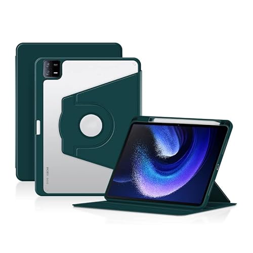 GMUJIAO Hülle Kompatibel mit Xiaomi Pad 6/6 Pro 11 inch,360°Drehbare Multi Angle Hülle,Transparenter PC Rückhülle Schutzhülle,Stoßfeste Abdeckung mit Stifthalter[Sturzsicher]-Grün von GMUJIAO