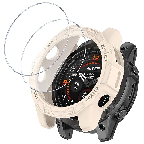 GMUJIAO Hülle für Garmin Epix Pro 42mm/Garmin Fenix 7S Pro/Fenix 7S,Stoßabsorbierende Dünn Designte Schutzhülle,Anti -Kollision Schutzhülle mit 2 Bildschirmschutz-Weiß von GMUJIAO