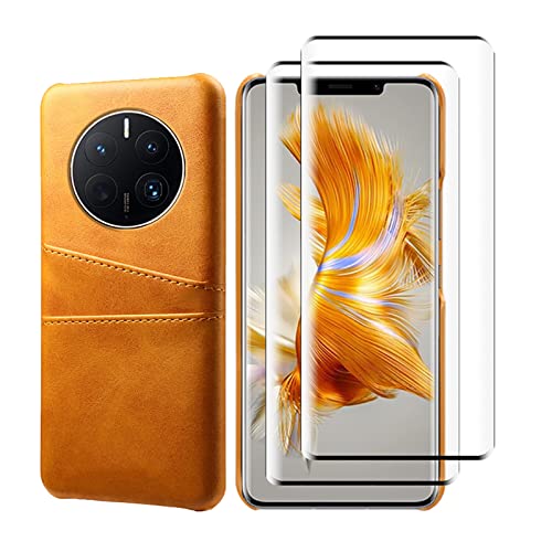 GMUJIAO Hülle für Huawei Mate 50 Pro,Wallet Handytasche,Handyhülle mit Kartenfach,Handy Kartenhalter mit 2 Gehärtetem Glas Bildschirmschutz-Gelb GMUJIAO Hülle für Huawei Mate 50 Pro,Wallet Handytasche,Handyhülle mit Kartenfach,Handy Kartenhalter mit 2 Gehärtetem Glas Bildschirmschutz-Gelb von GMUJIAO