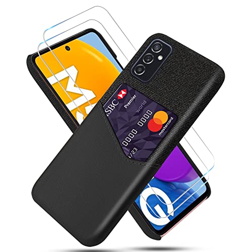 GMUJIAO Hülle für Samsung Galaxy M52,Wallet Handytasche,Handyhülle mit Kartenfach,Handy Kartenhalter mit 2 Schutzfolie Panzerglas [Ultradünn]-Schwarz von GMUJIAO