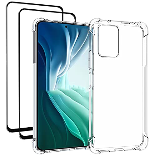 GMUJIAO Hülle für Xiaomi Poco X3 GT,Mit 2 * Gehärtetem Glas Screen Schutz [2 in 1],Transparente Weiche TPU Stoßfeste Telefonhülle-Schwarz von GMUJIAO