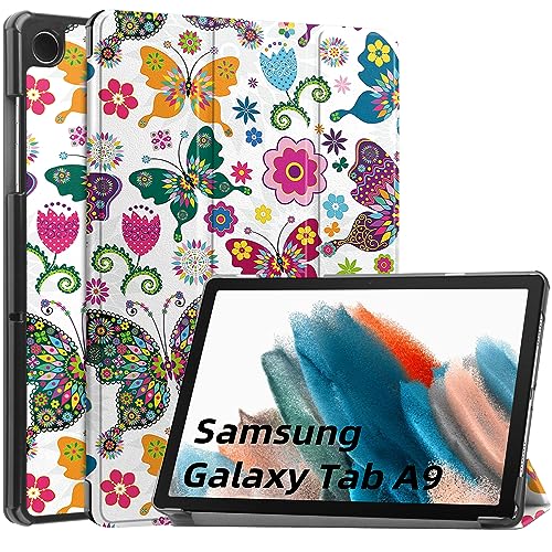 GMUJIAO Kompatibel mit Samsung Galaxy Tab A9 (8.7 inch) für Hülle,Standfunktion Schlanke PU Leder Telefontasche mit Dreifachem Standfuß [Sturzsicher]-Schmetterling von GMUJIAO