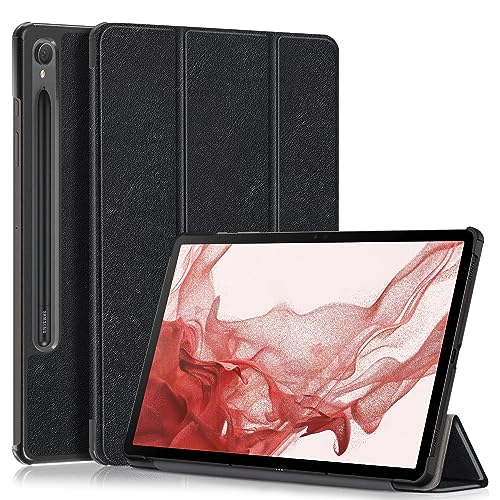 GMUJIAO Kompatibel mit Samsung Galaxy Tab S9 FE 10.9 inch für Hülle,Standfunktion Schlanke PU Leder Telefontasche mit Dreifachem Standfuß [Sturzsicher]-Schwarz von GMUJIAO