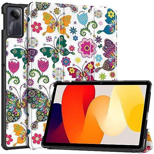 GMUJIAO Kompatibel mit Xiaomi Redmi Pad SE 11 inch (2023) für Hülle,Standfunktion Schlanke PU Leder Telefontasche mit Dreifachem Standfuß [Sturzsicher]-Schmetterling von GMUJIAO