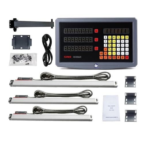 Digitale lineare Skala genau 3-Achsen-Digitalanzeige-Set/Kit und 3-teiliger linearer Glasmaßstab-Encoder 5U TTL, Arbeitshublänge 100 bis 1000 mm für Fräsmaschinen, Drehmaschinen, Montagezubehör(SDS3MS von GMUME