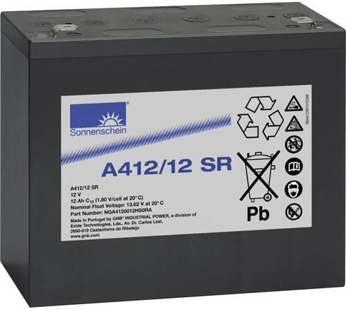GNB Sonnenschein A412/12 SR NGA4120012HS0RA Bleiakku 12V 12Ah Blei-Gel (B x H x T) 181 x 157 x 76mm von GNB Sonnenschein