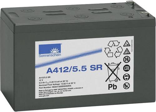 GNB Sonnenschein A412/5,5 SR NGA41205D5HS0RA Bleiakku 12V 5.5Ah Blei-Gel (B x H x T) 152 x 98 x 66mm von GNB Sonnenschein