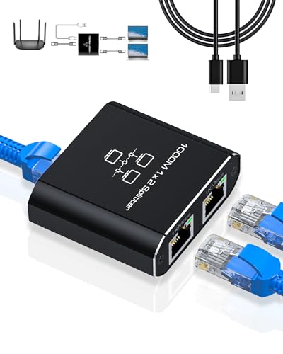 GNUADZ Ethernet Switch 1 bis 2 1000Mbps Ethernet Splitter Aluminium Gigabit LAN Splitter mit USB C Stromkabel. Geeignet für Computer, Router, Set-Top, Box, TV GNUADZ Ethernet Switch 1 bis 2 1000Mbps Ethernet Splitter Aluminium Gigabit LAN Splitter mit USB C Stromkabel. Geeignet für Computer, Router, Set-Top, Box, TV von GNUADZ