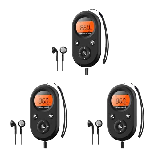 GNURBDILFO 3X PersöNliches Taschenradio, Wiederaufladbares AM/FM-Radio mit Langer Akkulaufzeit, Stereo-KopfhöRern, Sleep-Timer von GNURBDILFO