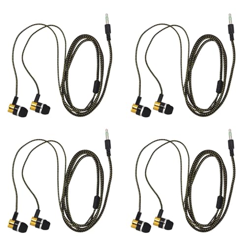 GNURBDILFO 4Stück 1.1M Reflektierende Fasergewebe-Linie Geräuschisolierende Stereo-in-Ear-Ohrhörer Kopfhörer mit 3,5-mm-Klinkenbuchse Standard Golden von GNURBDILFO