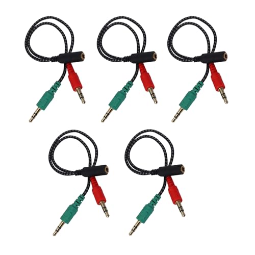 GNURBDILFO 5X Kopfhoerer-Splitter Fuer Computer, Kopfhoerer-Adapter Fuer PC Audio & Mic, 3,5 mm Buchse auf Dual 3,5 mm Stecker von GNURBDILFO