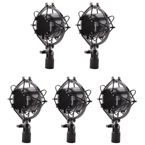 GNURBDILFO 5X Universal 3KG Ertraeglich Load Mic Mikrofon Shock Mount Clip Halter Staender Radio Studio Sound Recording Bracket Schwarz Professional von GNURBDILFO