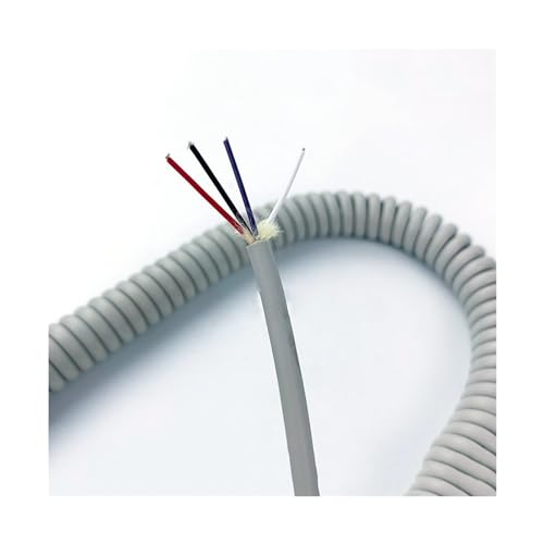 spiralförmige Spritzfeder um das Kabel, 4-adriges 0,3-mm-Quadrat-Spiral-Netzkabel, Teleskopkabel, Grauer Zugfederdraht, Kupferkern, hochelastisches Kabel(Stretch 15 Meters) von GNYVZXPLQ