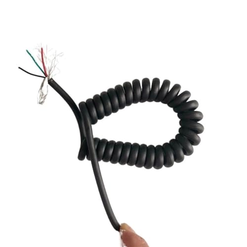 spiralförmige Spritzfeder um das Kabel, 6-adriges 22AWG Spiral-Teleskopkabel, geschirmtes Kabel, dehnbar 1-12 Meter, Matte Oberfläche, Federdraht-Spiralverlängerung(Stretch 6 Meter) von GNYVZXPLQ