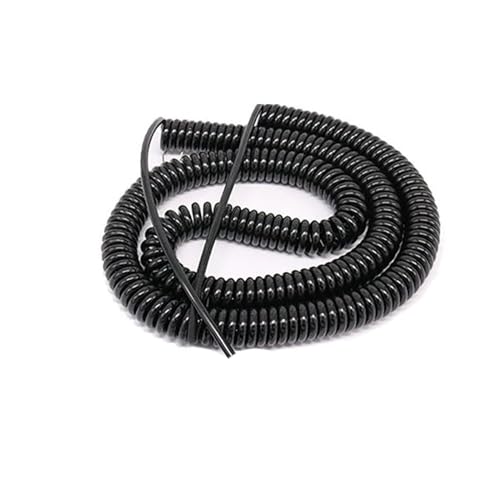 GNYVZXPLQ spiralförmige Spritzfeder um das Kabel, Dehnbarer Draht aus reinem Kupferkern, 5–10 Meter, schwarzes Teleskop-Netzkabel, Federspiralkabel, Spiralverlängerung(8 Meter Straight Length) von GNYVZXPLQ