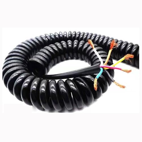 spiralförmige Spritzfeder um das Kabel, 0,2 Quadratmillimeter 6 Kern erweiterbare Spiralkabel Netzkabel Schwarze Farbe Feder Teleskopdraht Kabel 24AWG(2.Meter) von GNYVZXPLQ