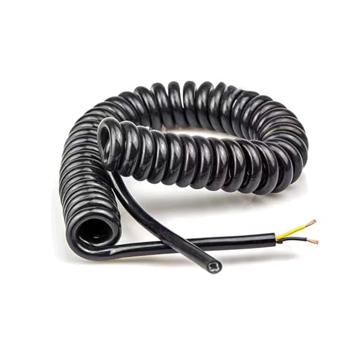 spiralförmige Spritzfeder um das Kabel, 2 Adern Spiral-Dehndraht 24AWG 20AWG 17AWG 14AWG Schwarzes Netzkabel 2,5-7,5 Meter Feder-Teleskopkabel Spiralverlängerung(2 core 14AWG,Line Length 5 Meter) von GNYVZXPLQ