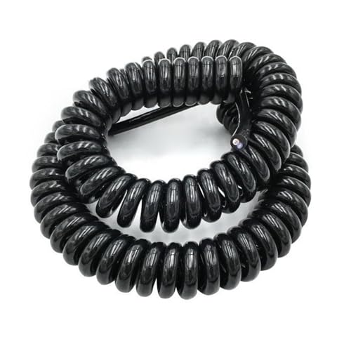 spiralförmige Spritzfeder um das Kabel, 2 Adern Spiral-Netzkabel 14AWG bis 24AWG Schwarz Feder erweiterbar Draht 2,5-7,5 Meter Teleskop Draht Spiralverlängerung(2 core 14AWG,Line Length 5 Meter) von GNYVZXPLQ