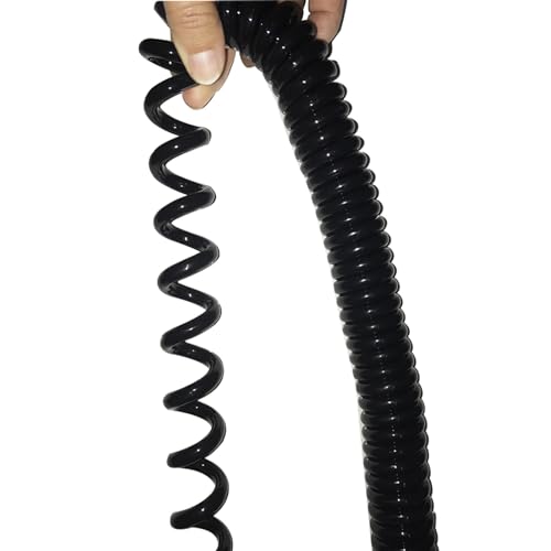 spiralförmige Spritzfeder um das Kabel, 20AWG 6-adriges Teleskop-Netzkabel, schwarzer Kupferkern, Federdraht, spiralförmig ummanteltes erweiterbares Kabel, Spiralverlängerung(Stretch 2.5 Meter) von GNYVZXPLQ