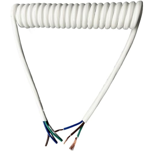 spiralförmige Spritzfeder um das Kabel, 3 Adern 13AWG Power Teleskop Spiraldraht 2,5 mm Quadratfeder Weiß Spiralkabel Spiralverlängerung(Stretch 2 Meters) von GNYVZXPLQ