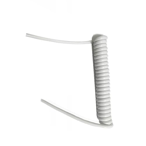 spiralförmige Spritzfeder um das Kabel, 3-adriges 1,5 mm2 schwarzes Spiral-Netzkabel mit Kupferkern, Teleskop-Federkabel(White,Strech 2.5 Meters) von GNYVZXPLQ