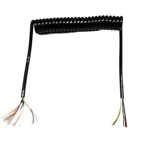 spiralförmige Spritzfeder um das Kabel, 5 Adern 0,5 mm2 Federteleskopdraht erweiterbar schwarz Netzkabel Draht verlängern Zug Spiralkabel(Stretch 1 Meter) von GNYVZXPLQ