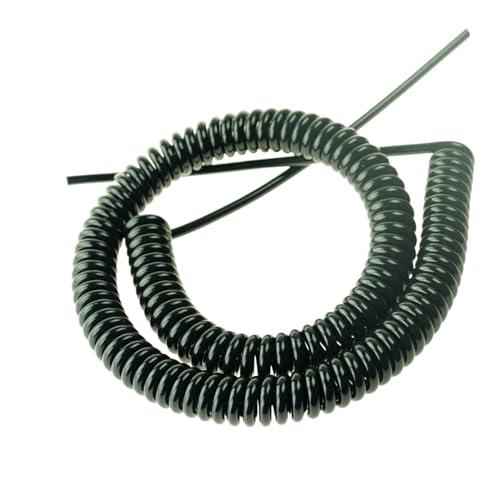spiralförmige Spritzfeder um das Kabel, 5 Meter schwarzes Teleskop-Spiralkabel mit Kupferkern, 4 Adern, hochelastisches Netzkabel, Federkabel, Spiralverlängerung(0.5mm Square) von GNYVZXPLQ