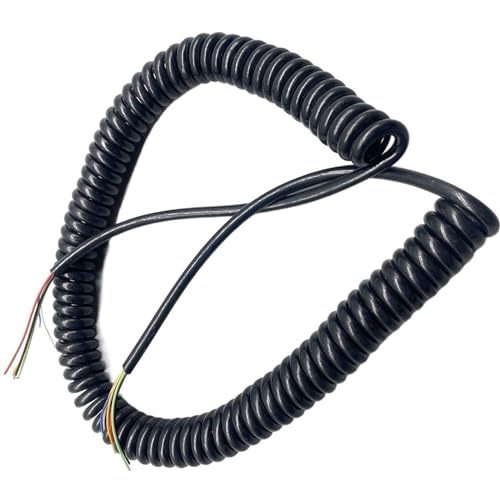 spiralförmige Spritzfeder um das Kabel, 6 Kern 24AWG Stretch-Netzkabel Spiral-Netzkabel Feder aufgerolltes Kabel Kern Schwarz Teleskopdraht(Stretch 3.75 Meter) von GNYVZXPLQ