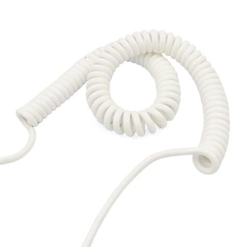 spiralförmige Spritzfeder um das Kabel, 6-adriges 26AWG-Federspiralkabel, dehnbar, 1 bis 8 Meter, weiß, 0,15 mm quadratisch, Teleskopdraht-Spiralverlängerung(Stretch 3 Meter) von GNYVZXPLQ