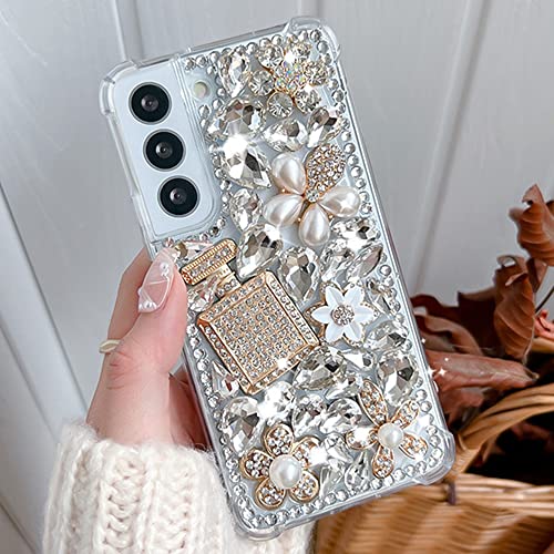 Luxus Hülle für Galaxy S21 Ultra für Frauen, Bling Hülle für Galaxy S21 Ultra, Glitzer Sparkle Glänzende Steine Hülle für Samsung S21 Ultra, Hübsche Mädchen Hülle für S21 Ultra mit Strass Kristall von GO-VOLMON