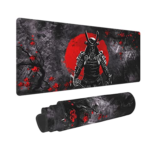 Japanisches Sakura Samurai Gaming Mauspad 80 × 20 × 0,32 Zoll extra große Tastatur Mauspad XL rutschfeste Gummiunterseite personalisierte Schreibtischunterlage für Zuhause Computer Büro Laptop von GOCGRV