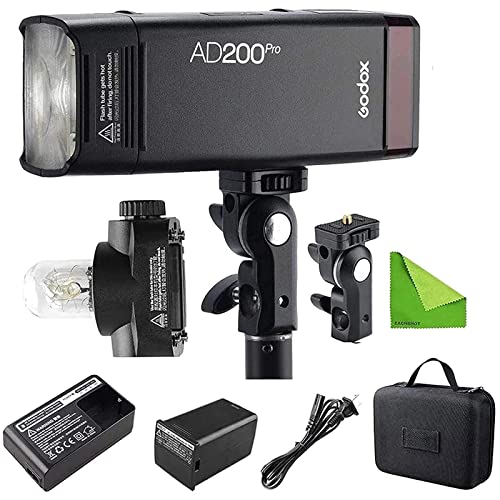 GODOX AD200 Pro AD200Pro 200Ws 2.4G Blitzblitz, 1/8000 HSS, 500 Vollleistungsblitze, 0,01-1,8s Recycling, 2900mAh Batterie, bloßer Glühlampen- / Speedlite-Fresnel-Blitzkopf von GODOX