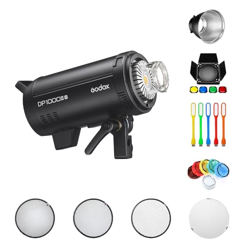 GODOX DP1000IIIV Professionelles Studio Blitzgerät Videolicht Bowens Mount Blitzgeräte Kit 1000Ws GN140 5800±200K 100-240V 61 2.4G X-System, Godox Light App-Unterstützung (DP1000III-V) von Godox