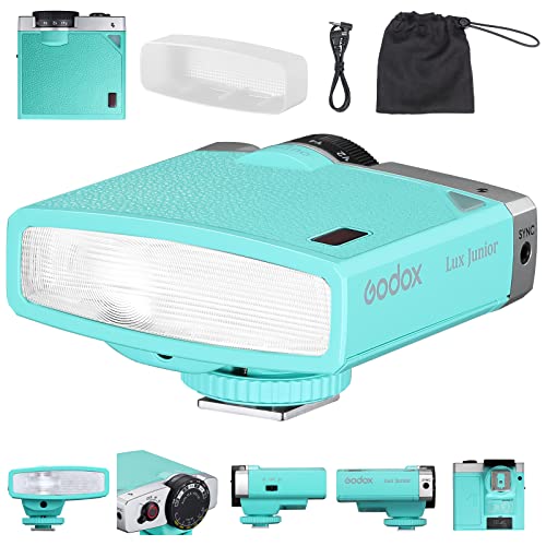 GODOX Farbe Lux Junior Retro Camera Flash,GN14 1700 mAh 6000 K ± 200 K CCT, Speedlite Kamera Blitz,Auto/Manuelle Modi Blitzleistung,Zusammenklappbares Reflektor Blitzgerät von GODOX