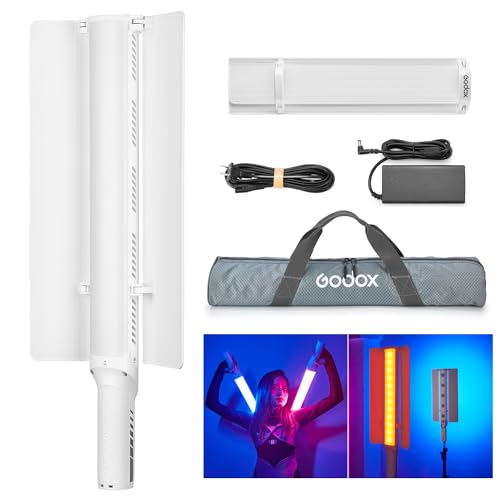 GODOX LC1000R Handheld RGB Tube Light, 2500K-8500K RGB Stick Light with Barndoor&Soft Diffuseur, 65W / 100W (P Model) 360°Full Color CRI 96+ 15 FX Effects LED Lamp Wand APP Control(Godox LC1000R) von Godox