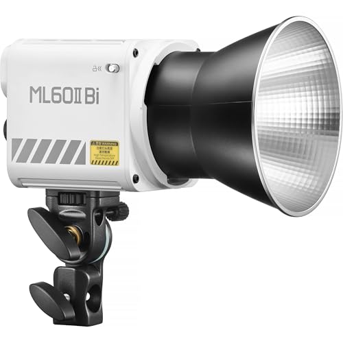 GODOX ML60II Bi 70 W LED Videoleuchte, zweifarbige COB Studiolicht, 2800 K–6500 K, CRI ≥ 96, 11 Lichteffekte, 2,4 G Wireless, APP-Steuerung mit GODOX Halterung, Standardreflektor, Tragetasche von GODOX