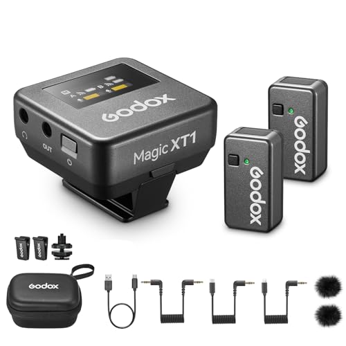 Godox Magic XT1 2.4G Lavalier Mikrofon Wireless mit Rauschunterdrückung Kompatibel mit Kamera/iPhone/USB-C Smartphone, 24bit 16H Batteriezeit Touchscreen Empfänger 2 Sender Mikrofone Godox Magic XT1 2.4G Lavalier Mikrofon Wireless mit Rauschunterdrückung Kompatibel mit Kamera/iPhone/USB-C Smartphone, 24bit 16H Batteriezeit Touchscreen Empfänger 2 Sender Mikrofone von Godox