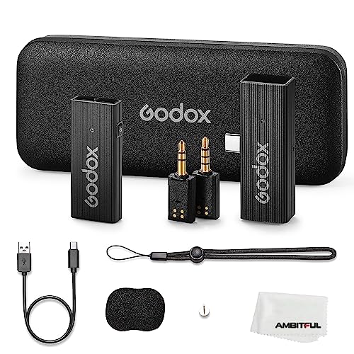 GODOX MoveLink Mini UC KIT1 2.4GHz Wireless Microphone Lapel Mic 2X TX Transmitters + 1x Receiver with Charging Case for for Android Type-C -Black von GODOX