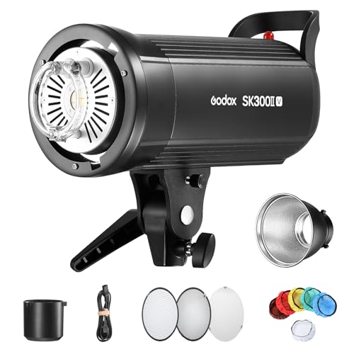 GODOX SK300IIV 300Ws Studioblitz Blitzlicht Flash Strobe mit Bowens Mount,GN58,0.1-1.5S Recycle Zeit,2.4G X System,10W LED Modeling Lampe für Studio, Shooting, Fotografie（Upgraded Version） von Godox