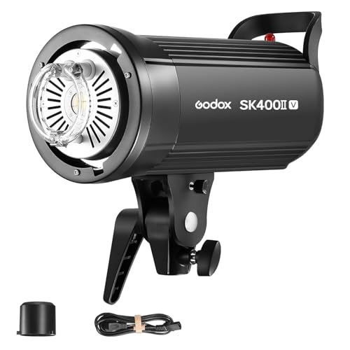 GODOX SK400IIV Professional Studio Strobe Flash LED Studioblitz Videolicht Bowens Mount Blitzgeräte Kit,400W,2.4G Wireless X System,5600±200K,LED Modeling Lamp für Studio (SK400II Upgraded) von Godox