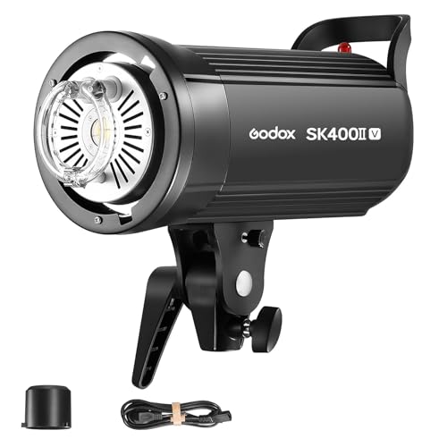 GODOX SK400IIV Professional Studio Strobe Flash LED Studioblitz Videolicht Bowens Mount Blitzgeräte Kit,400W,2.4G Wireless X System,5600±200K,LED Modeling Lamp für Studio (SK400II Upgraded) von GODOX