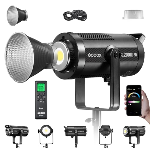 GODOX SL200IIIBi-Color LED Monolight Continuous Light 160W/210W/330W 2800-6500K 80,400 Lux for Studio and Film TV Production (SL200IIIBi) von GODOX