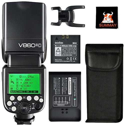 GODOX V860II-C Speedlite HSS 1/8000S GN60 2000mAh Wiederaufladbare Akku TTL Kamera Blitz Blitzgerät für Canon EOS Kameras 6D 7D 50D 60D 1DX 580EX II 5D Mark II III (V860II-C) von GODOX