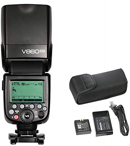 GODOX V860II-N KIT Blitz Speedlite für Nikon DSLR-Kamera (Wireless-X-System-Blitzlicht, LCD-Display) schwarz FBA_V860II-N KIT, Black von GODOX