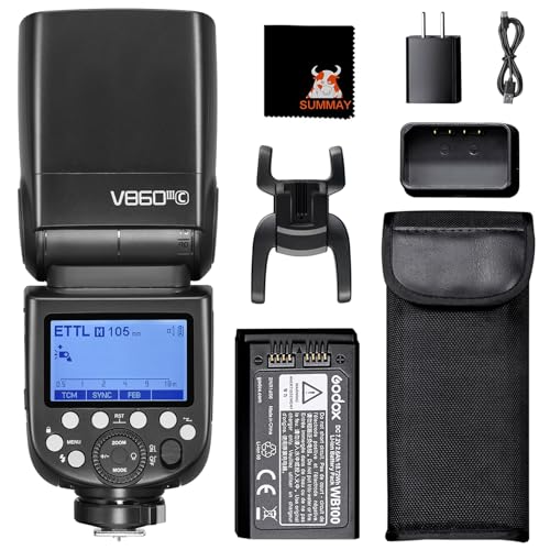 GODOX V860III-C Kamerablitz Speedlite Kit 1/8000s HSS 10 Stufen Einstelllicht Schnellverschluss 2600mAh Akku 1,5s Ladezeit GN60 Blitzgerät für Canon 6D 50D 60D 80D 750D 1DX (V860III-C) von GODOX