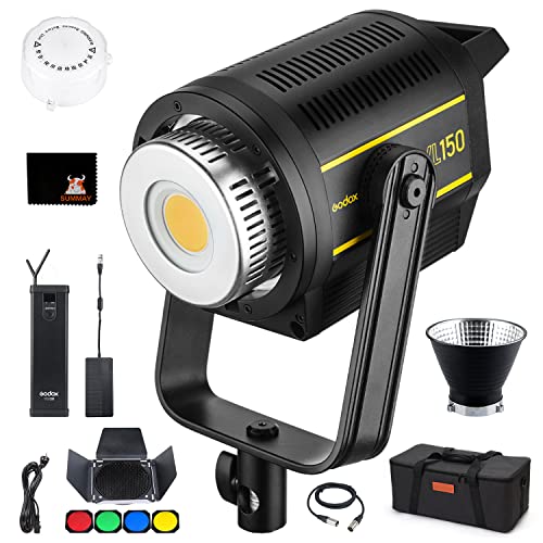 GODOX VL150 LED Videolicht 5600k Tageslicht 150W LED Video Leuchte mit Adapter V Mount Dauerlicht Videoaufnahme Porträt Fotografie (VL150) von GODOX