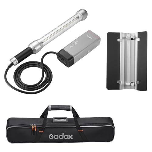 Godox AD-S200 Flash Light Stick Blitzgerät Kopf für Godox AD200 AD200Pro Strobe Speedlight Monolight 200Ws Hochleistungs-Röhrenlicht mit Barndoor für Porträtaufnahmen im Freien und Hochzeitsfotografie von Godox